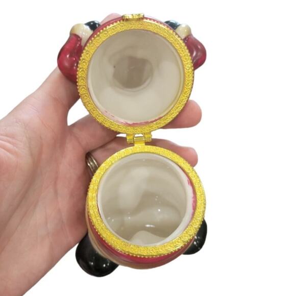 Vintage Santa Claus Trinket Box Hinged Christmas Holiday Jewelry Trinket Box - Picture 9 of 9